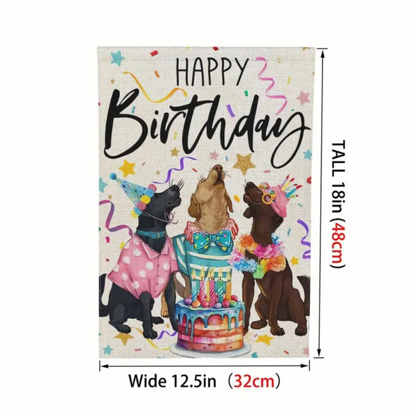 Happy Birthday Garden Flag Double Sided Cake Party Gift Yard Decoration