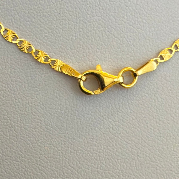 Dainty 2mm Starburst Link Chain Unisex 14k Gold Vermeil 18” Necklace