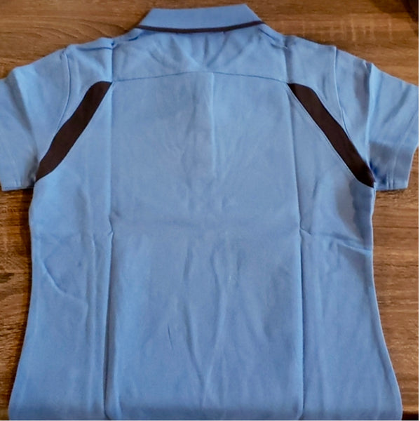 Ladies Sport French & Navy Blue Active Golf Polo Casual Athletic Shirt Size M