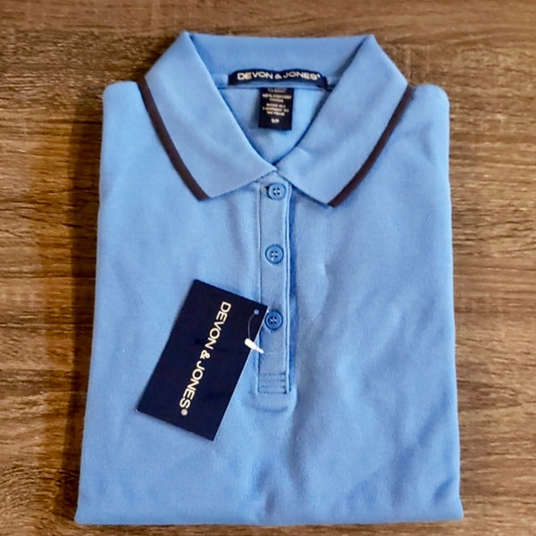 Ladies Sport French & Navy Blue Active Golf Polo Casual Athletic Shirt Size M