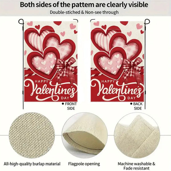 Happy Valentine Welcome Garden Flag Double Sided With Heart Farmhouse New Decor