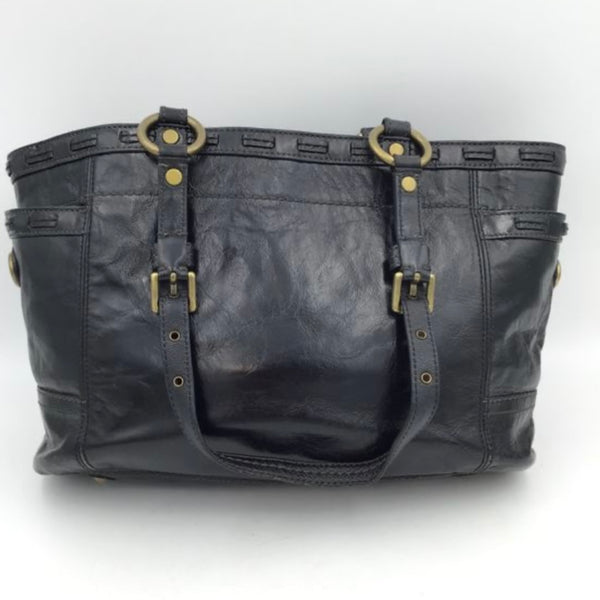 Coach Smooth Black Leather Tote Womens Casual Purse Brass Hardware Details