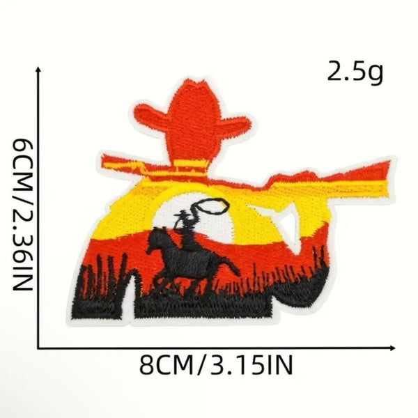 10 Piece Western Cowboy Cowgirl Iron On Embroidered Patches