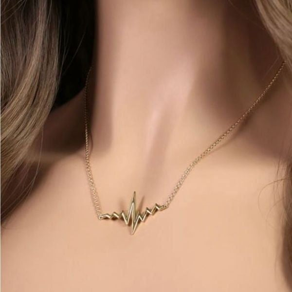 New Yellow Gold Vermeil Heartbeat Necklace