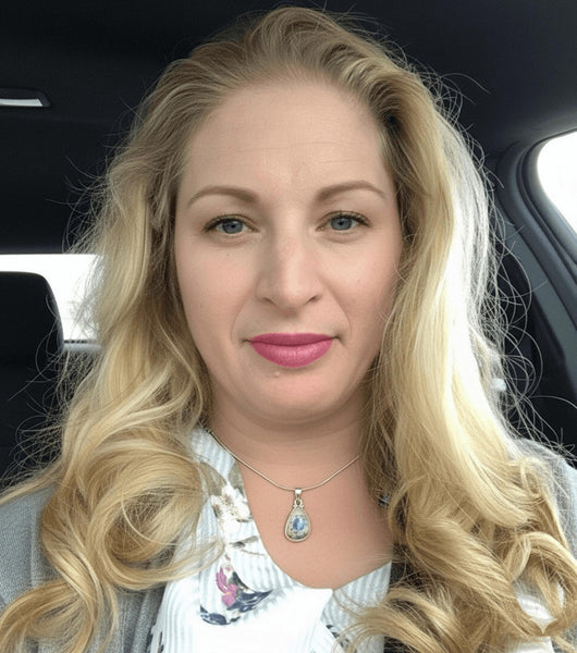 Rare K2 Azurite Necklace Genuine "Blueberry" Jasper Pendant Sterling Silver