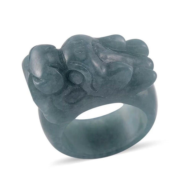 Natural Olmec Jadeite 60.00 ctw Carved Dragon Band Ring Size 9 New