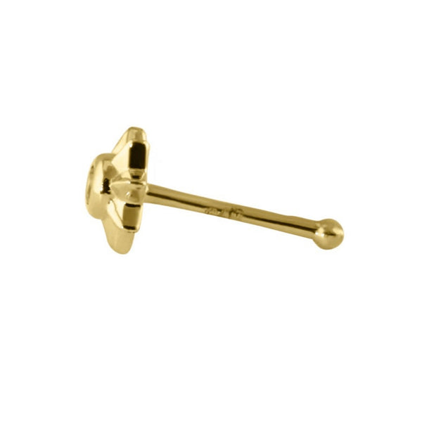 Solid 14K Gold Sun CZ Nose Stud New