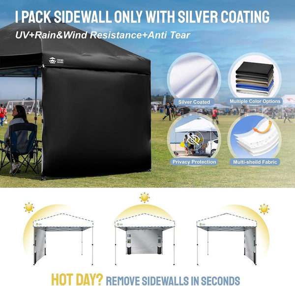 Sidewall Silver for 10X10 Pop up Canopy Sidewall with 6 Pockets 1 Pack Black