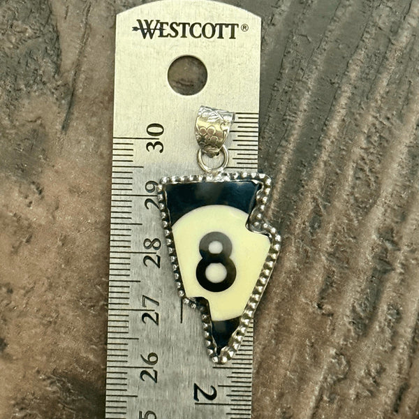 Unique Retro 8 Ball Billiards Lightning Bolt Necklace - Unique Silver Jewelry