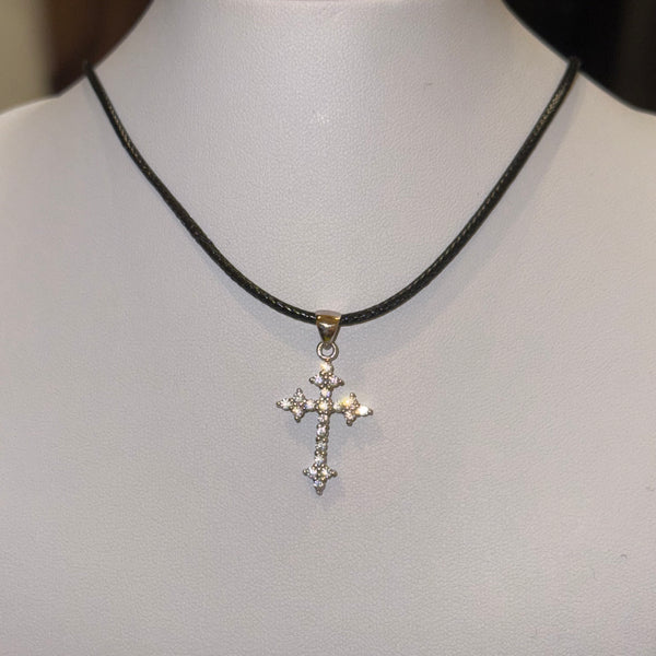 Stunning Moissanite Cross Necklace Sterling Silver Pendant