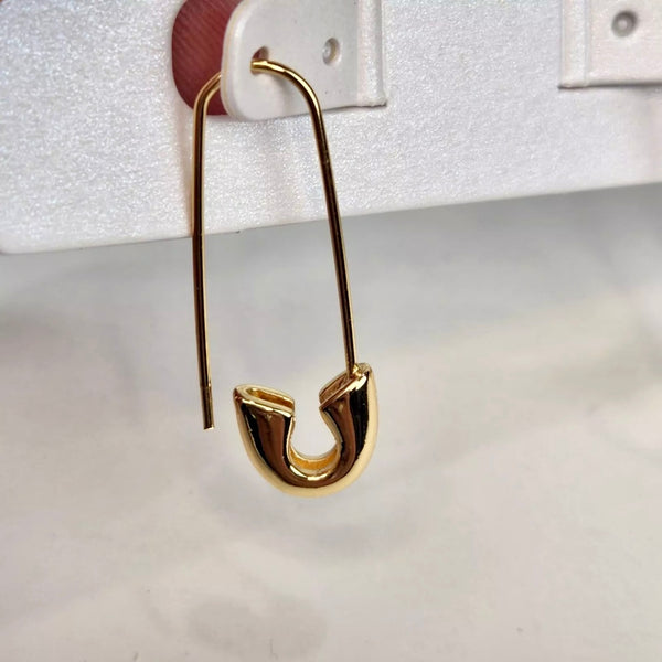 Gold Plated Safety Pin Earrings Womens Boho Fashion Jewelry Accessory New
