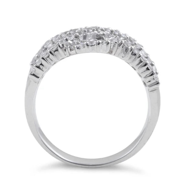 Sterling Silver Elegant Wave Pattern Clear CZ Ring New