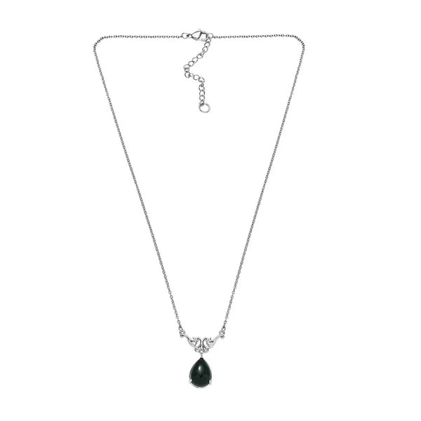 Karis Green Aventurine 5.85 ctw Pear Shape Platinum Chain Necklace 18 Inches New