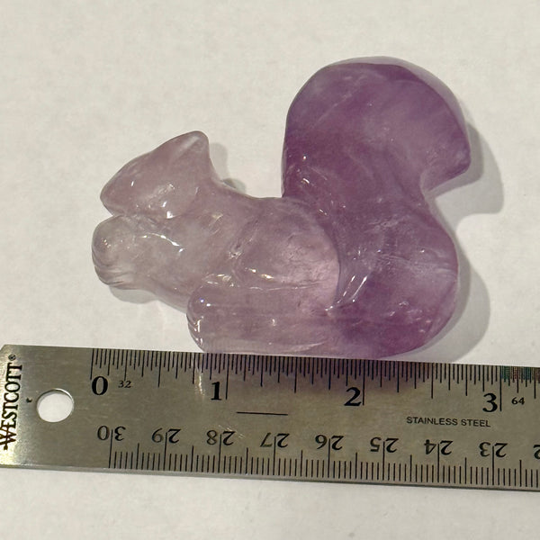 Cute Hand Carved Natural Amethyst Squirrel