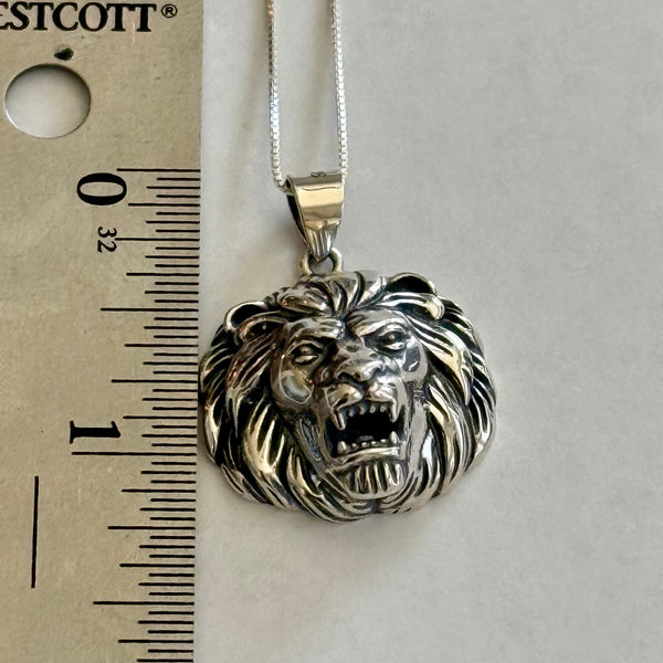 Bold 925 Sterling Silver Lion Head Charm Pendant Chain Necklace Unisex New