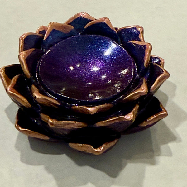 Lotus Flower Pedestal Nest With Round Crazy Lace Agate Stones