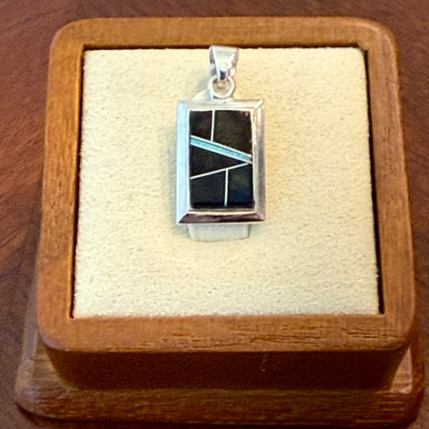 Navajo Handmade Multi Stone Necklace Pendant Onyx Opal Silver New