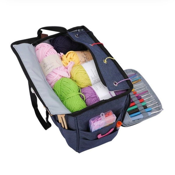 Knitting Bag Yarn Tote Organizer Womens Crochet Storage with Inner Dividers New