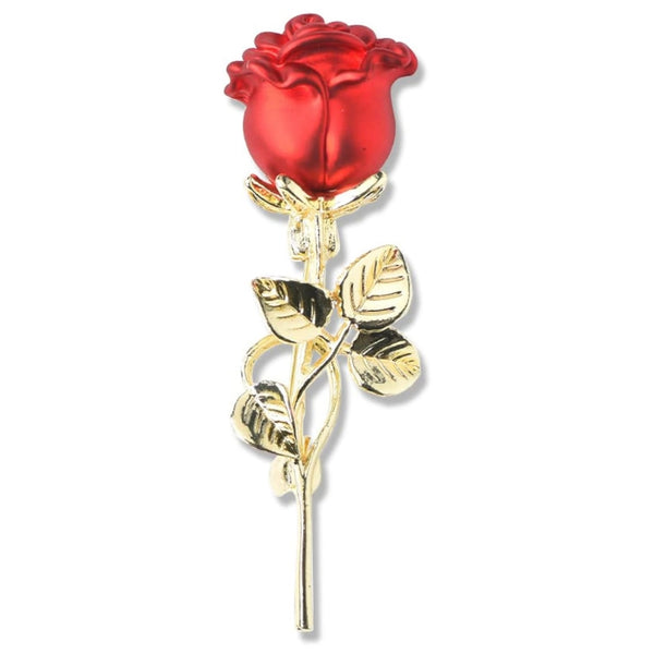 Elegant Red Rose Gold Pin Womens Scarf Jacket Flower Classic Brooch New