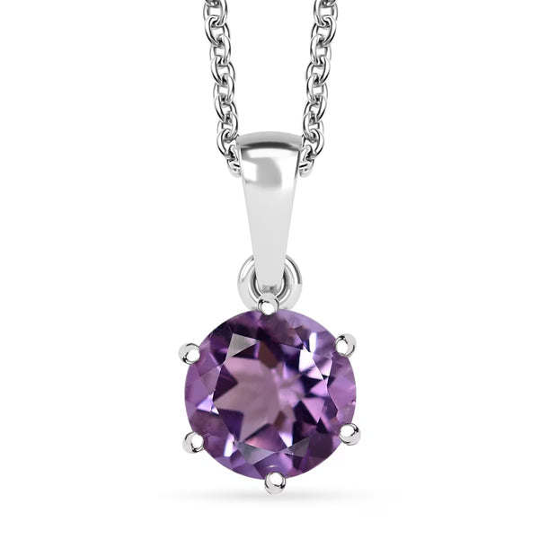 Rose De France Amethyst 1.90 ctw Pendant Silver Necklace Round Cut New