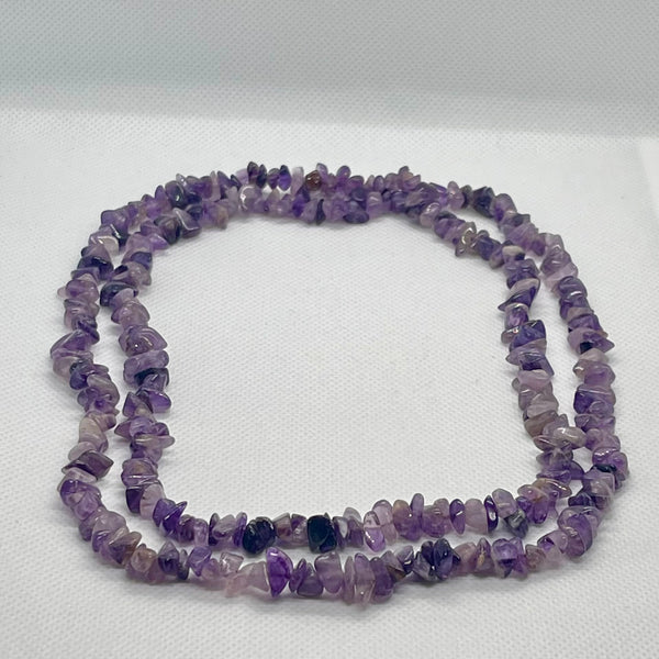 Beautiful Vintage Genuine Amethyst Chip Necklace Womens 36” Statement Piece