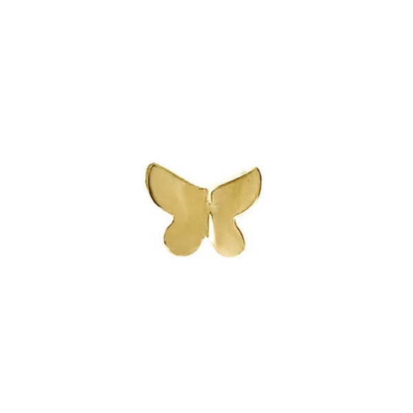 Solid 14K Yellow Gold Tiny Butterfly Straight Nose Stud New