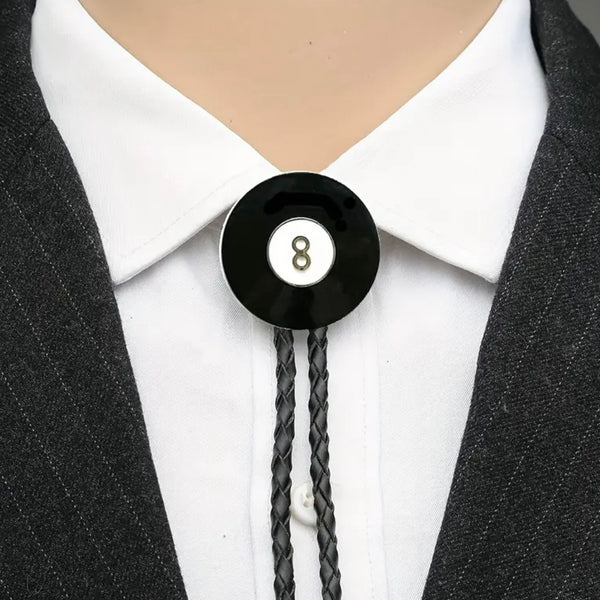 Unique Black 8 Ball Bolo Tie Mens Casual Western Cowboy Accessory New