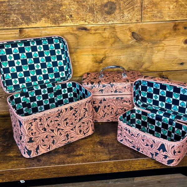 Western Floral Beauty In Simplicity Makeup Cosmetic Anything Boxes Set Of 3 New