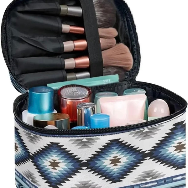 Western Makeup Travel Bag Womens Aztec Portable Cosmetic Toiletry Storage Case