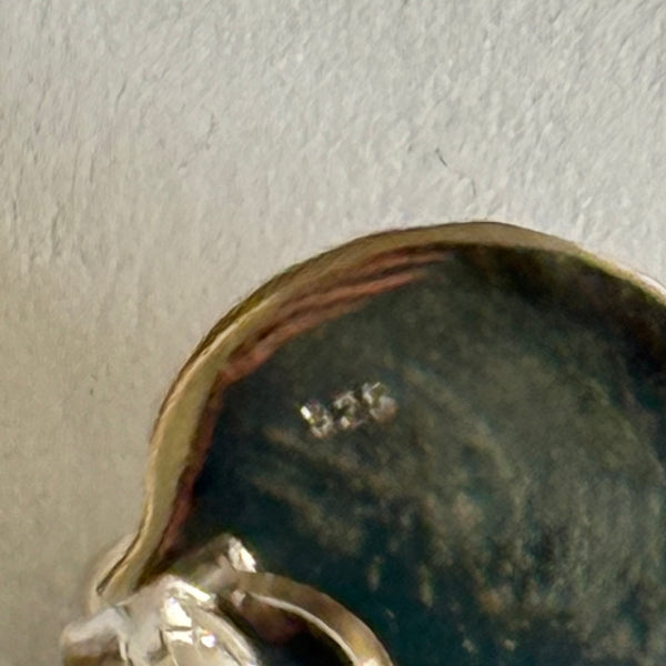 Southwestern Charoite Feather Dangle Earrings Sterling Silver Leaf Framed New