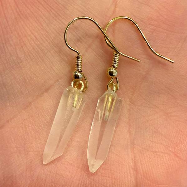 White Crystal Gold Dangle Earrings in 10.00 ctw New