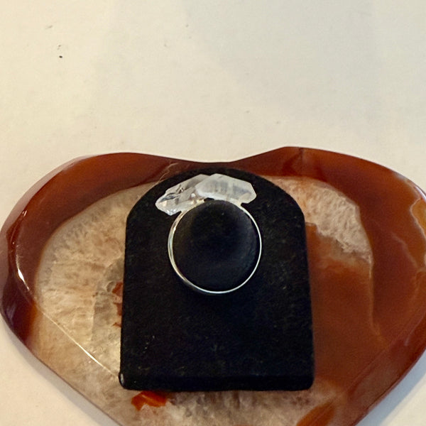 Natural Raw Herkimer Diamond Sterling Silver Adjustable Double Stone Ring New