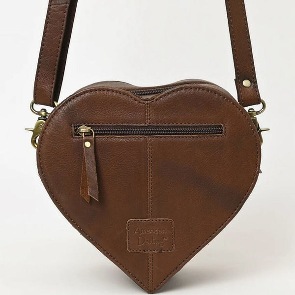 New Heart Canteen Purse Genuine Western Tooled Leather Women