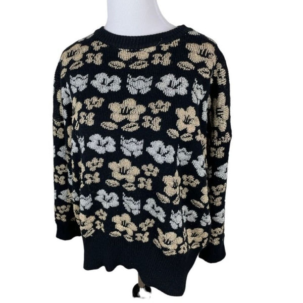 Vintage International Sportswear Metallic Floral Sweater