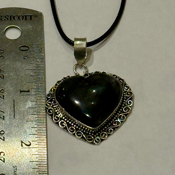 Stunning Large Labradorite Heart Necklace Pendant Womens Statement Piece New