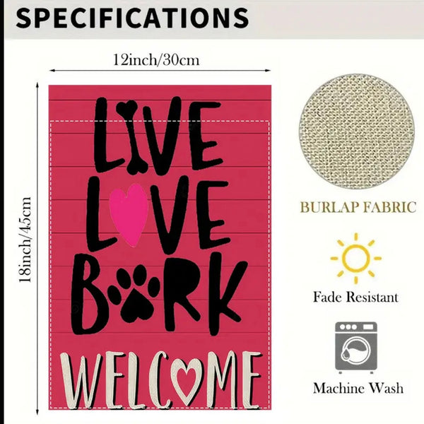 Live Love Bark Dog Garden Flag Welcome Double Sided Yard Decoration New