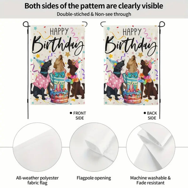 Happy Birthday Garden Flag Double Sided Cake Party Gift Yard Decoration