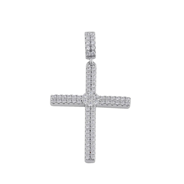 Sterling Silver Clear CZ Cross Necklace Pendant New