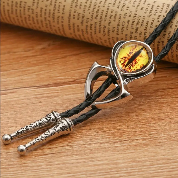 Dragon Yellow Eye Glass Bolo Tie Men’s Western Cowboy Accessory Necklace New