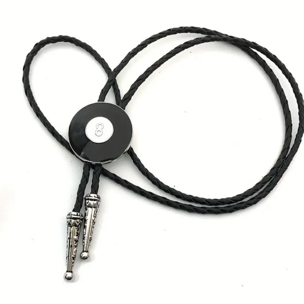 Unique Black 8 Ball Bolo Tie Mens Casual Western Cowboy Accessory New