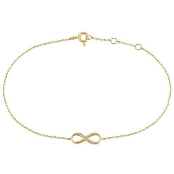 Solid 14K Yellow Gold Infinity Bracelet Womens Dainty