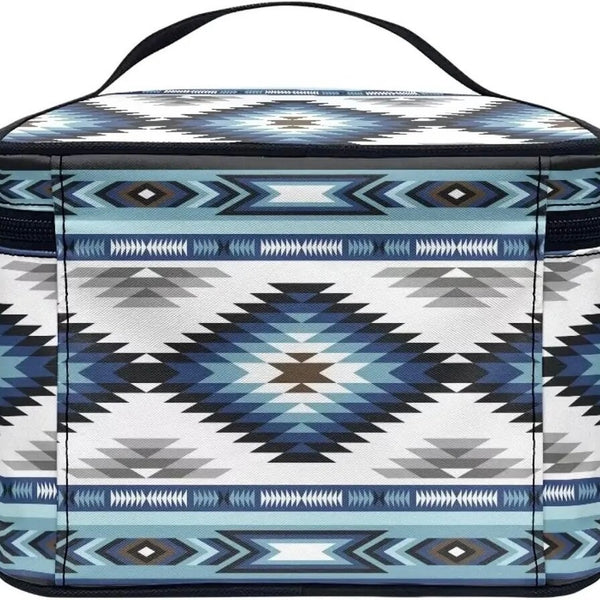 Western Makeup Travel Bag Womens Aztec Portable Cosmetic Toiletry Storage Case