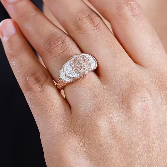 Natural Champagne Diamond Accent Scalloped Ring in Platinum Bond & 18K Rose Gold