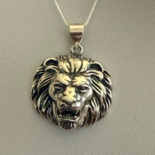 Bold 925 Sterling Silver Lion Head Charm Pendant Chain Necklace Unisex New