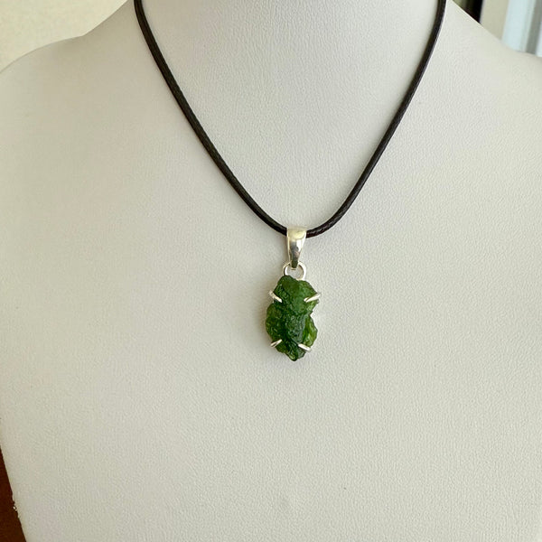 Unique Natural Raw Chrome Diopside Necklace Pendant Sterling Silver New