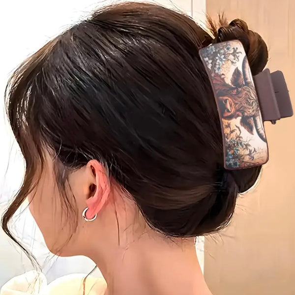 Western Cow Claw Clips Womens 4 Piece Leather Hair Boho Floral Accessory Set New
