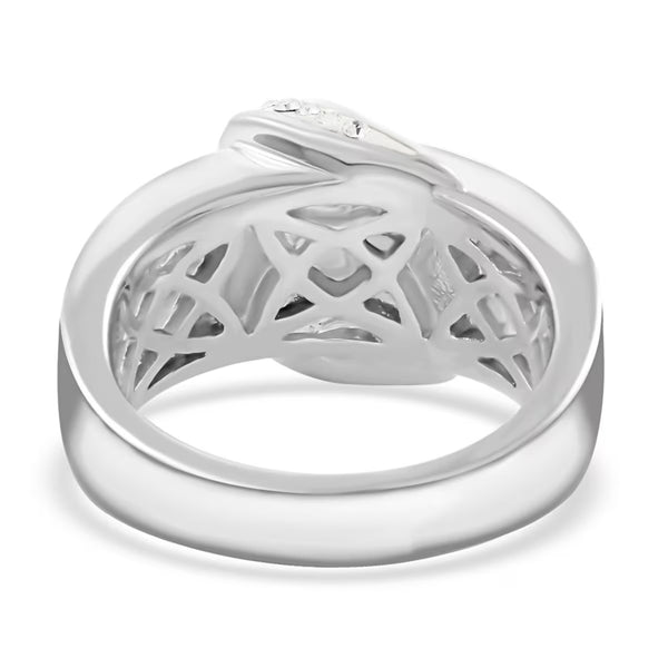 Blue and White Austrian Crystal Buckle Silver Fashion Ring Casual Boho New