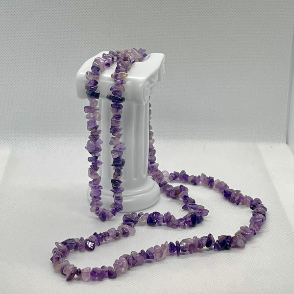 Beautiful Vintage Genuine Amethyst Chip Necklace Womens 36” Statement Piece