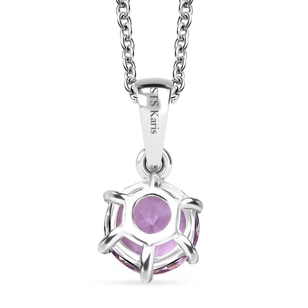 Rose De France Amethyst 1.90 ctw Pendant Silver Necklace Round Cut New