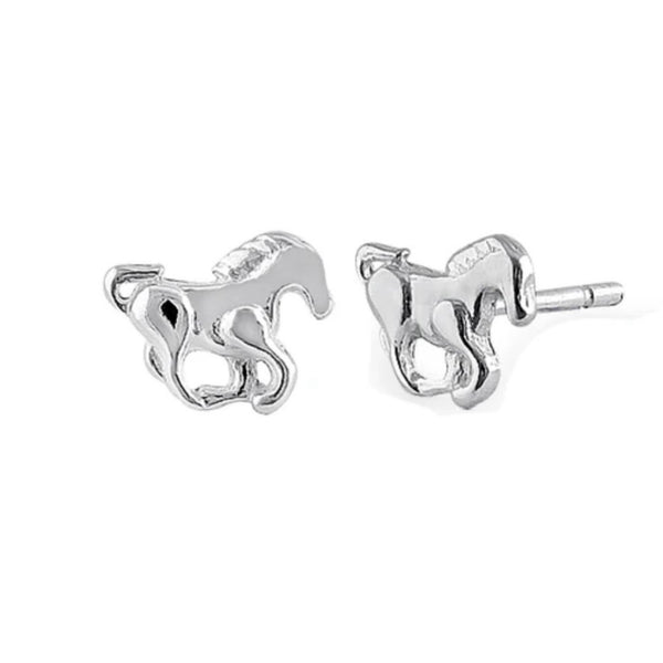 Sterling Silver Mustang Horse Stud Earrings Womens Girls Casual Western Jewelry